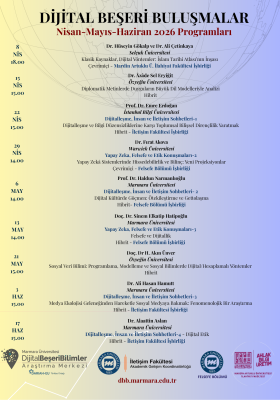 Dijital Beşeri Buluşmalar Nisan-Mayıs-Haziran 2026 Programları