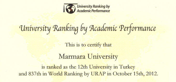 URAP tarafından Üniversitemiz 12. olarak değerlendirildi.