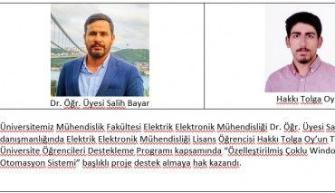 Elektrik-Elektronik Mühendisliği Bölümü Öğrencimizin TÜBİTAK Proje Başarısı