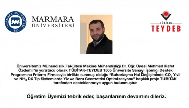 Mühendislik Fakültesi Öğretim Üyesinin TÜBİTAK Başarısı