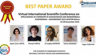 Nanoteknoloji ve Biyomalzemeler Uygulama ve Araştırma Merkezi (NBUAM) Öğrencileri En İyi Makale Ödülünü Kazandı