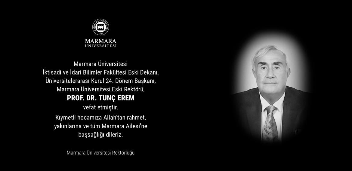 Prof. Dr. Tunç Erem - Vefat